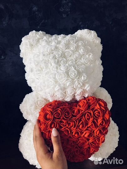 Мишка из роз 60 см уникальная форма