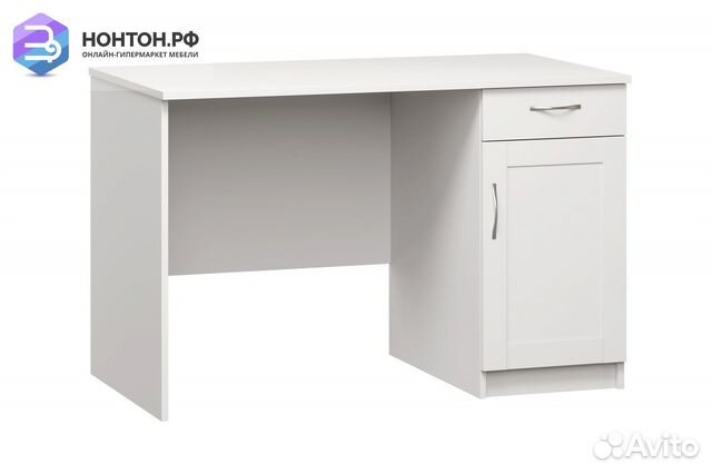 Письменный стол Кастор белый с тумбой