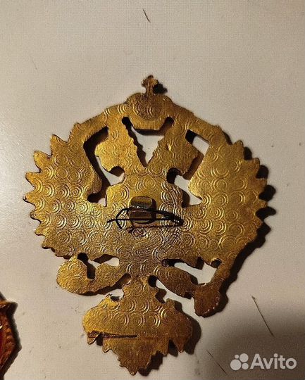 Герб РФ из латуни, брошь