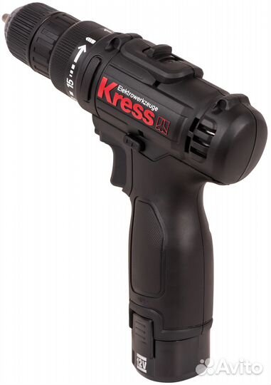 Акк дрель-шуруповерт kress KU200.1 (12В; 2 АКБ; 2,0Ач; 28Нм; 1кг)