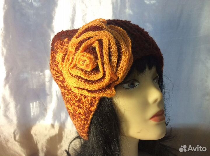 Роскошная шапочка ручной работы, р 55-57, арт 282