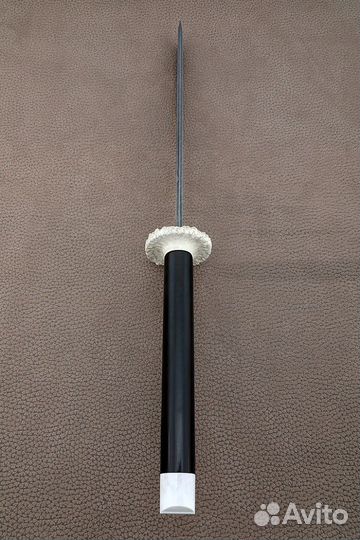 Нож Танто большой дамаск черный граб рог лося дере