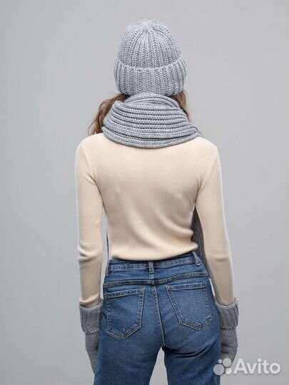 Шапка с шарфом зимняя женская