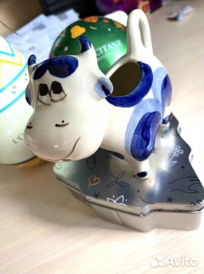 Молочник, сливочник Корова фарфор, ручная работа