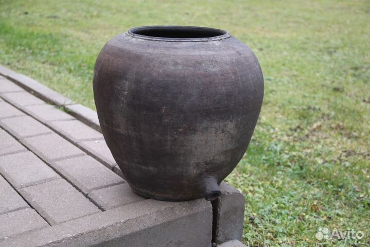 Горшок большой глиняный старинный 19 век Посуда №3