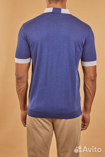 Поло синее на молнии kiton