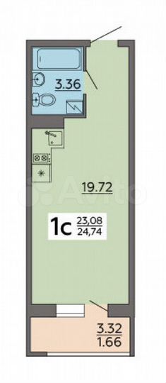 Квартира-студия, 24,7 м², 3/17 эт.