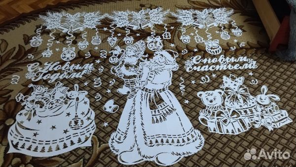 Новогодние украшения на окна (вытынанки)