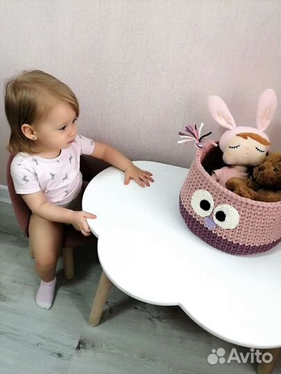 Корзина из трикотажной пряжи для хранения игрушек