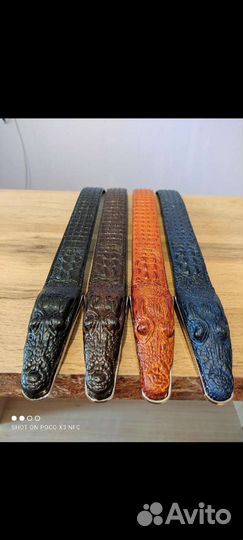 Кожаный ремень с головой аллигатора