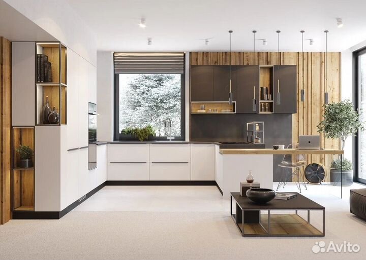 Кухня под потолок модная