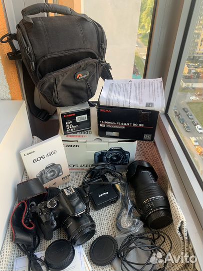 Зеркальный фотоаппарат canon 450d + 2 объектива