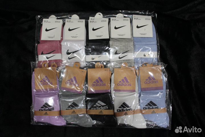 Носки nike, adidas женские(цветные) 36-41