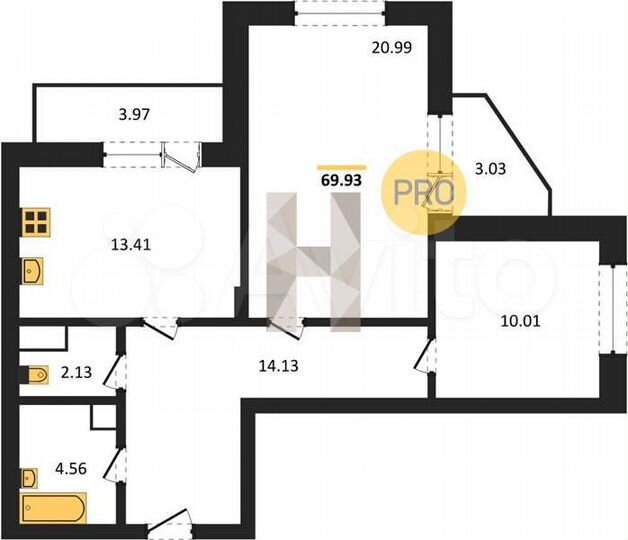 2-к. квартира, 68,6 м², 10/17 эт.