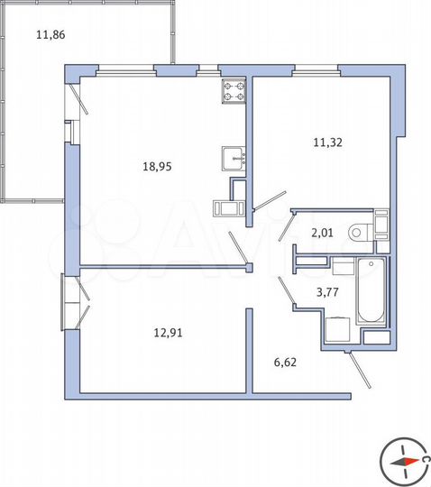 2-к. квартира, 59,1 м², 5/10 эт.