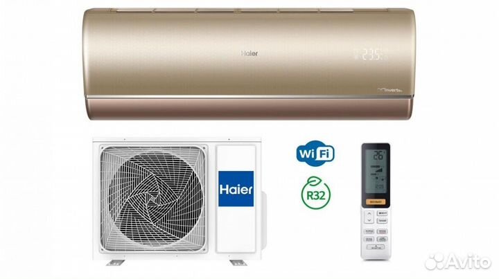 Кондиционер 9 Haier Flexis Инвертор R32 Wi-Fi золо