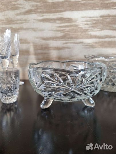 Хрусталь СССР бокал фужер конфетница салатник ваза