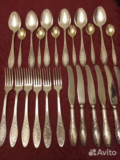 Мельхиоровые столовые приборы Пламя СССР