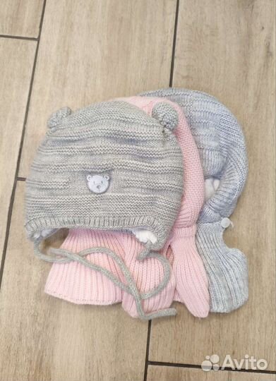 Комплект зимних шапок для новорожденных, 3 штуки