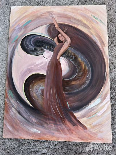 Картина девушки маслом на холсте (большая)