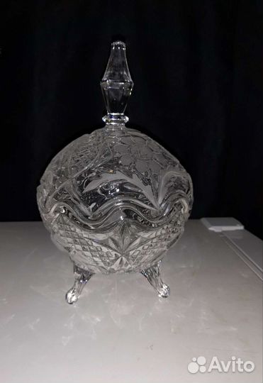 Конфетница хрустальная ваза с крышкой времен СССР