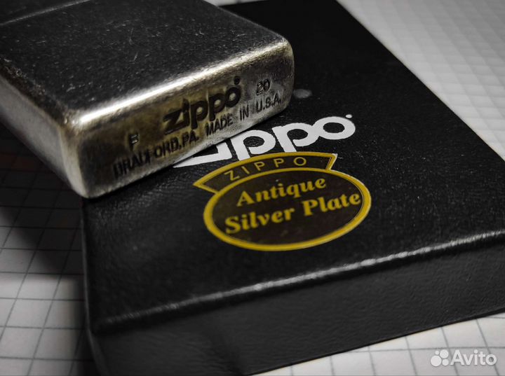 Зажигалка Zippo 121FB Antique Silver Plate Новая