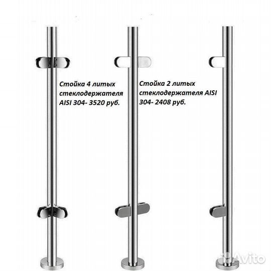 Балясины под стекло из нержавеющей стали