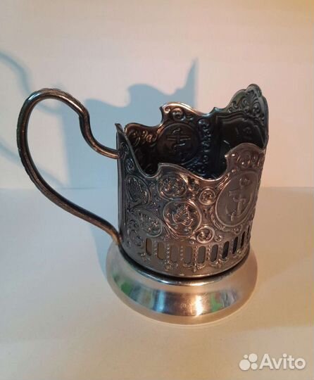 Подстаканник Россия, штурвал, якорь, морской флот