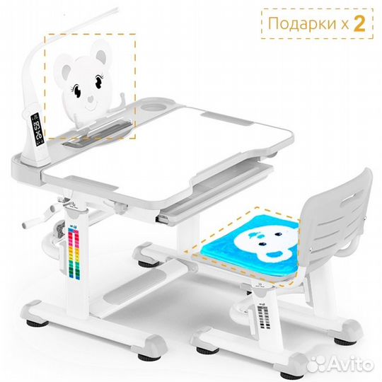 Растущая парта и стул Teddy XL с лампой