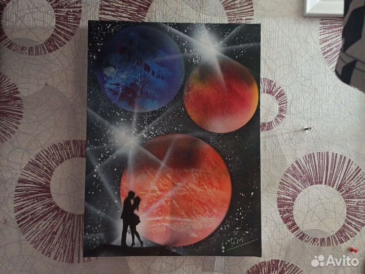 Картина. Spray paint art. Любовь