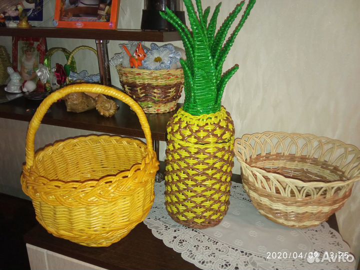 Корзинки из бумажной лозы