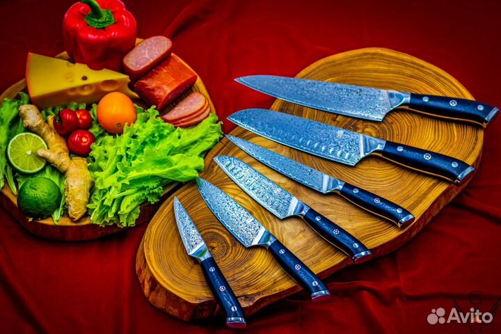 Набор ножей из Дамаска 67 слоев