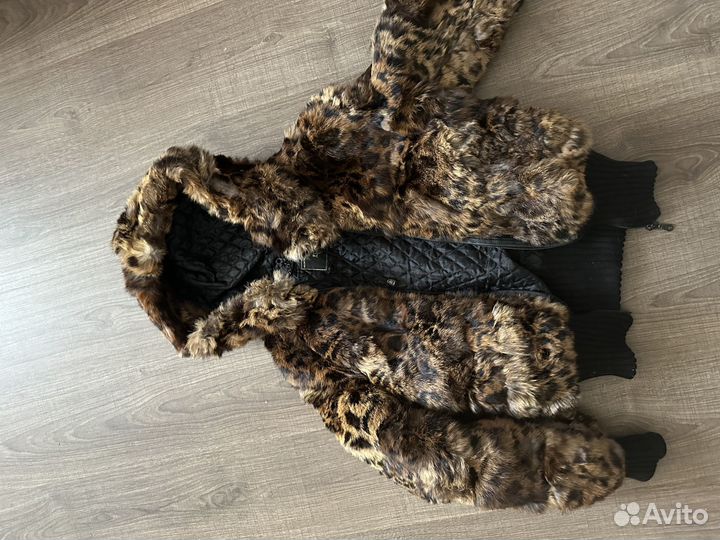 Шуба кролик с капюшоном