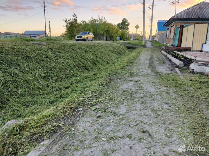 Покос травы триммером