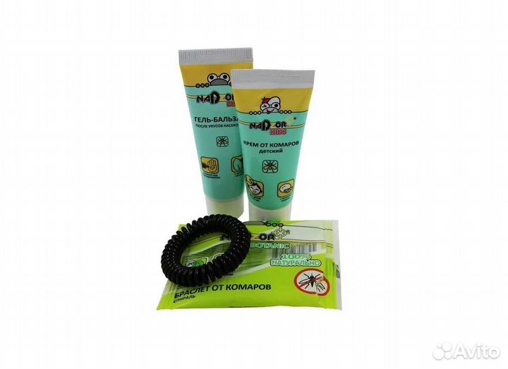 Набор:Гель-бальзам, Крем от комаров детский,брасле