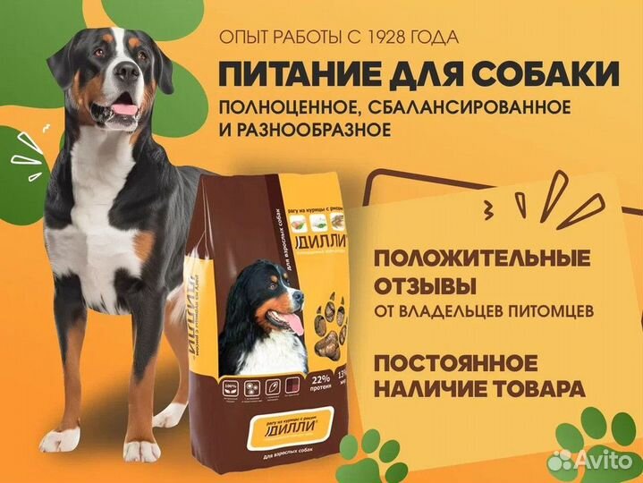 Корм сухой Дилли для собак без добавок