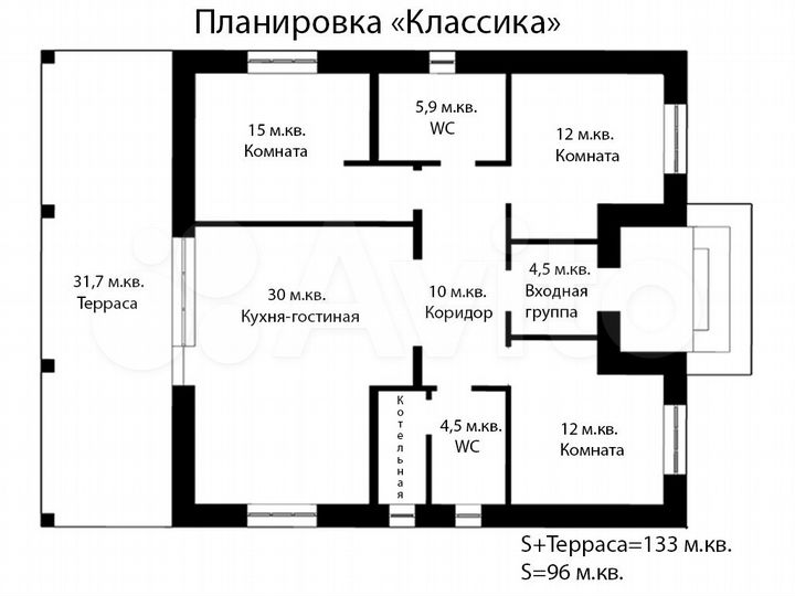 Дом 133 м² на участке 6,3 сот.