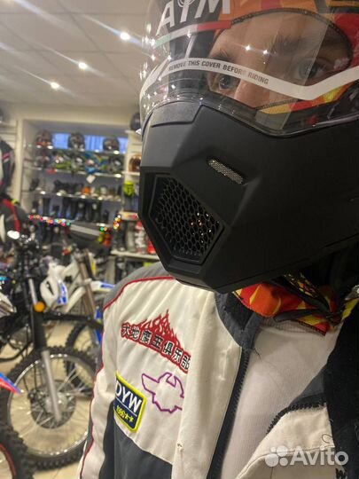 Мотошлем AIM мотард мотокросс со стеклом и очками