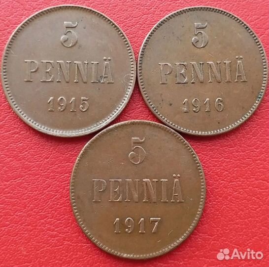 5 пенни 1915-17 года Русская Финляндия