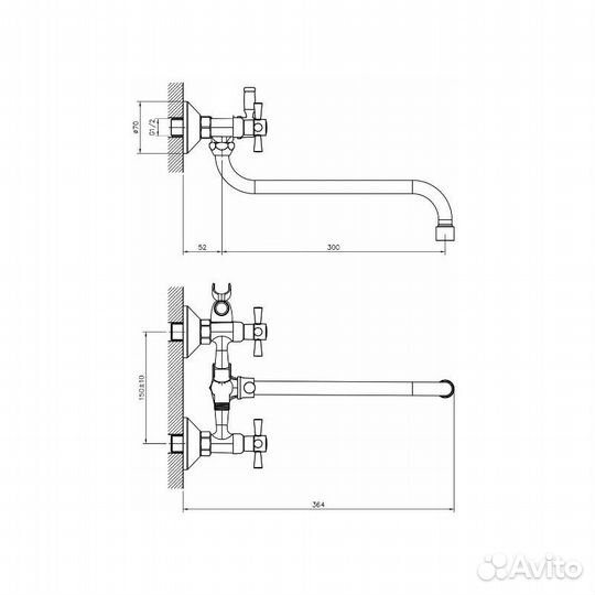 Смеситель для ванны D-Lin D143808, стильный хром