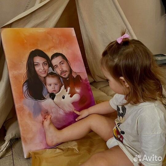 Портрет по фото на холсте