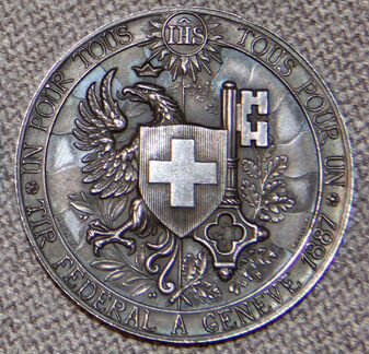 Медаль стрелковый фестиваль Швейцария Женева 1887