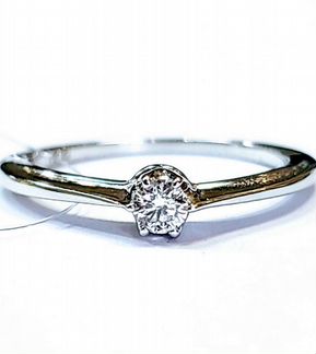 Золотое кольцо с природным бриллиантом. Новое