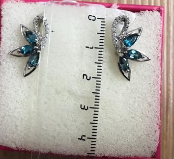 Серьги серебряные 925 с лондон топазом натуральным