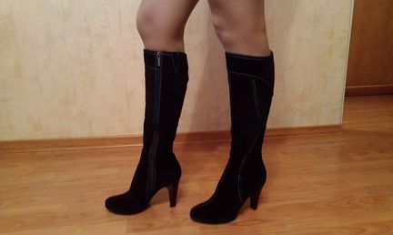 Новые замшевые демисезонные сапоги, р. 36 - 36,5