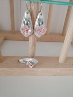 Фарфоровые серьги и кулон, винтаж