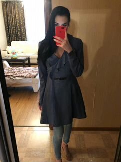 Кожаный плащ женский, размер 42-44