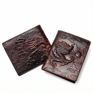 Кошелек из натуральной кожи с драконом