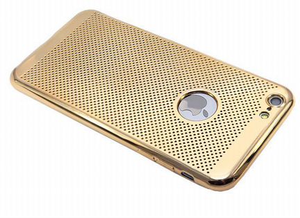 Чехол-накладка для iPhone 66S (4.7) C-case рамка перфор TPU золото