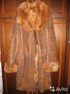 Женская дублёнка из овчины,рыжая,б/у,размер 44-46